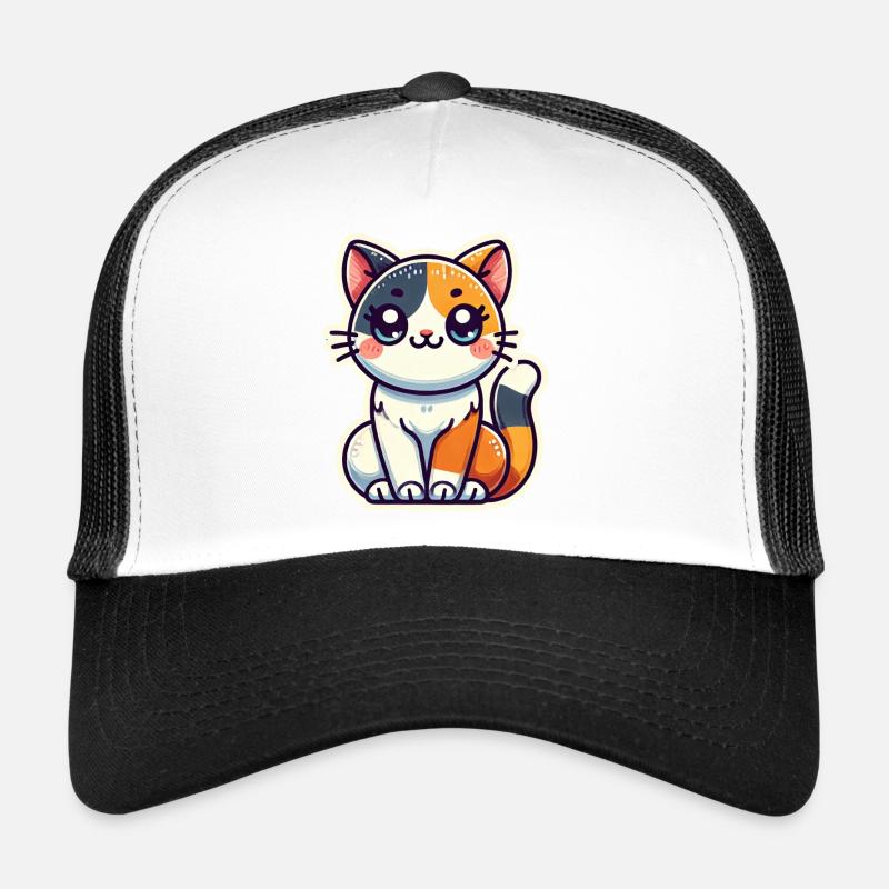 Mignon chat tricolore est bien assis Style patch Casquette trucker 
