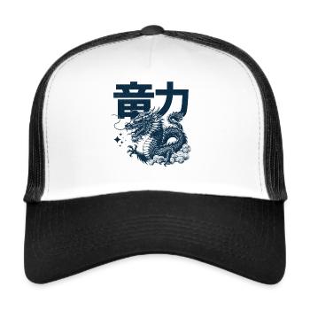 Dragon Power japanese Aesthetic - Trucker Cap - white/black - Front