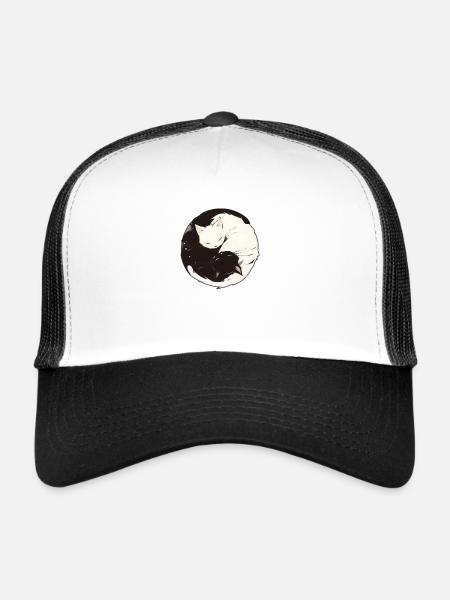 Yin and Yang Buddhism Graphic Cats Cat Holder - Trucker Cap - white/black - Front