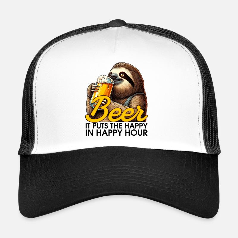 Happy Hour Bier Faultier Geschenk Trucker Cap