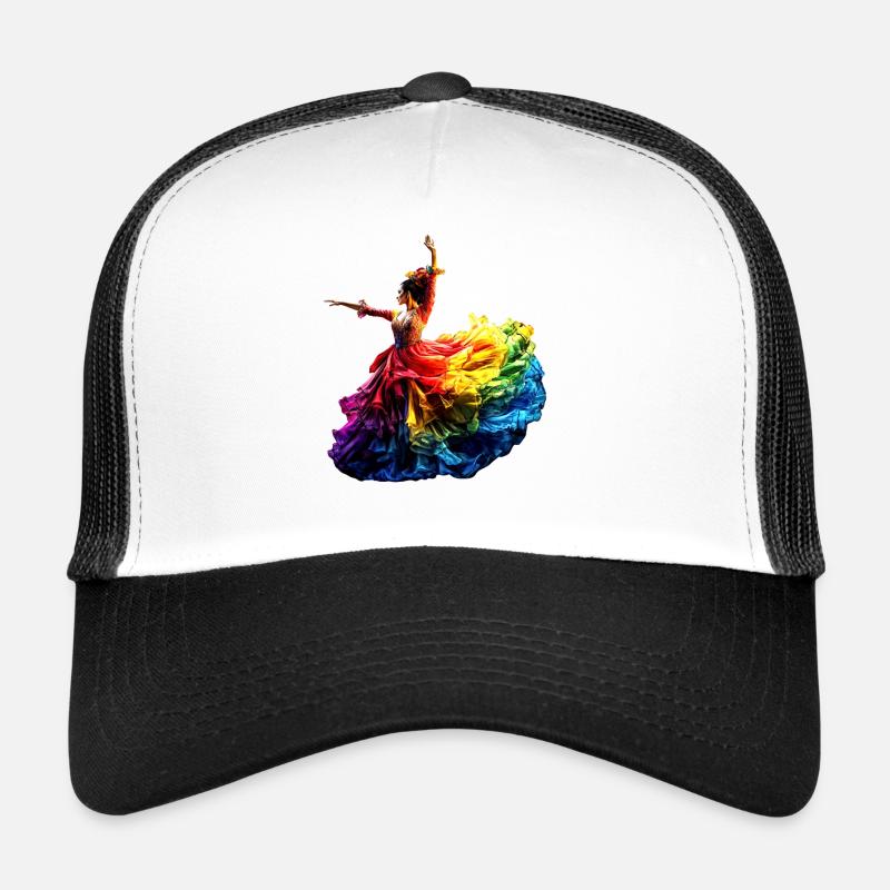 Danseuse de flamenco Arc-en-ciel Robe colorée Danse Casquette trucker 