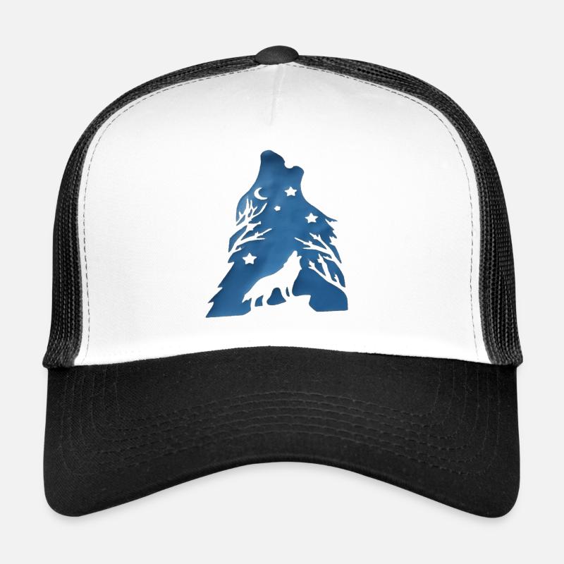 Wolf Howls Night Trucker Cap