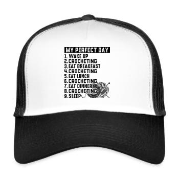 Crochet - My Perfect Day - Crochet Day Plan - Trucker Cap - Weiß/Schwarz - Vorne