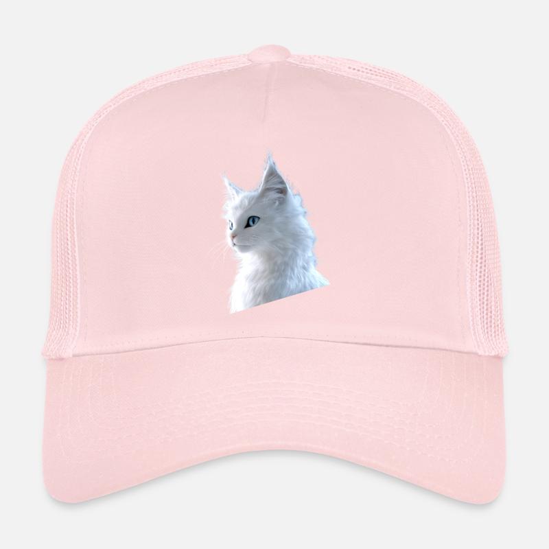 Chat Angora Blanc Chat Angora Chats Angora Mignons Casquette trucker 
