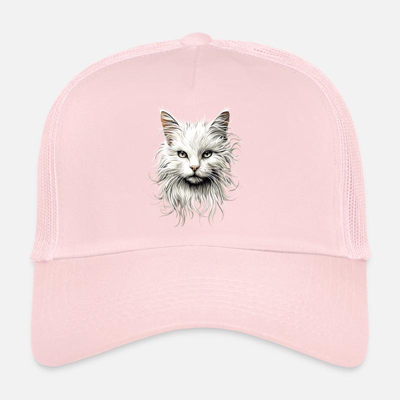 Chat Angora Blanc Chat Angora Chats Angora Mignons Casquette trucker 