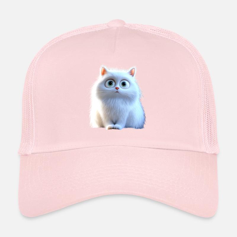 Chat Angora Blanc Chat Angora Chats Angora Mignons Casquette trucker 