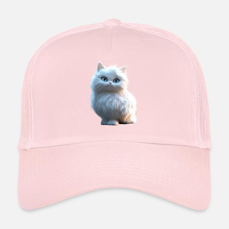 Chat Angora Blanc Chat Angora Chats Angora Mignons Casquette trucker 