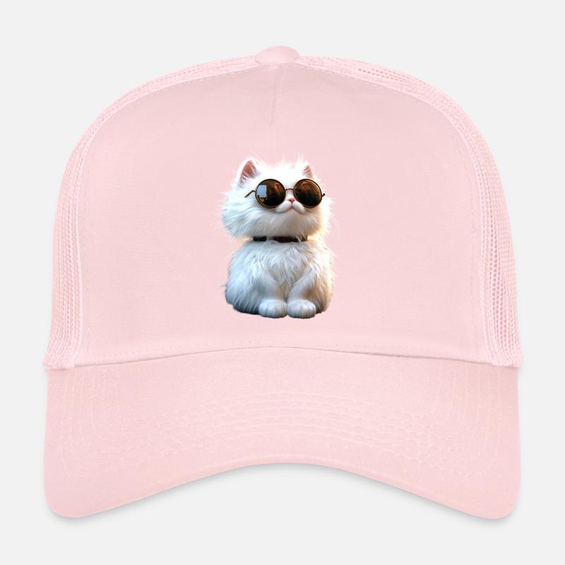 Chat Angora Blanc Chat Angora Chats Angora Mignons Casquette trucker 