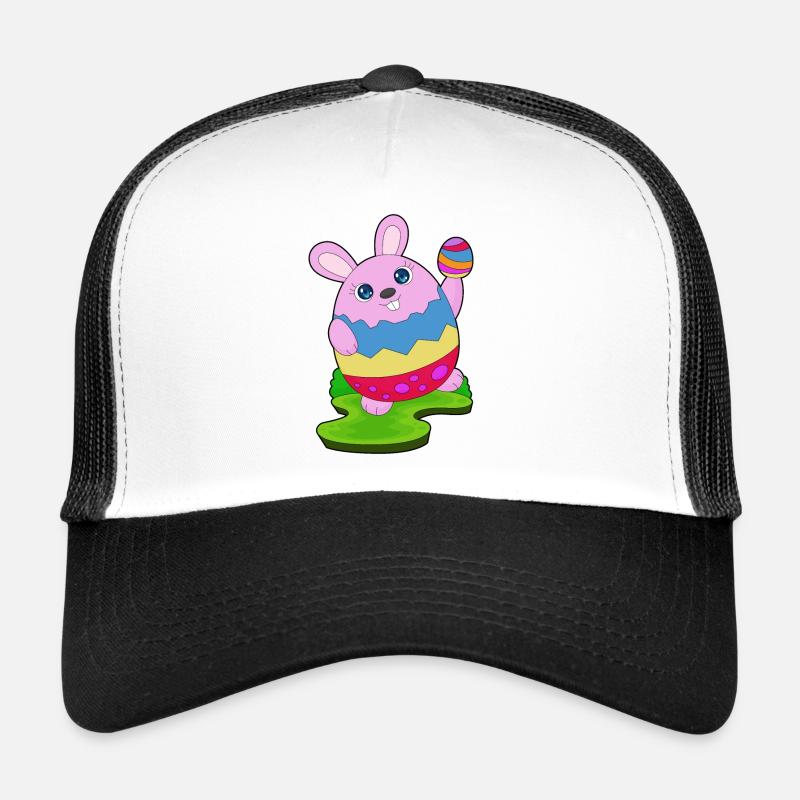 Hase Ostern Osterei - Trucker Cap - Weiß/Schwarz