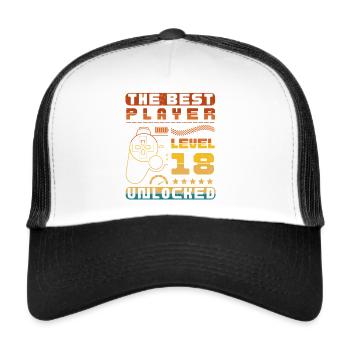 THE BEST PLAYER LEVEL 18 UNLOCKED - Trucker Cap - Weiß/Schwarz - Vorne