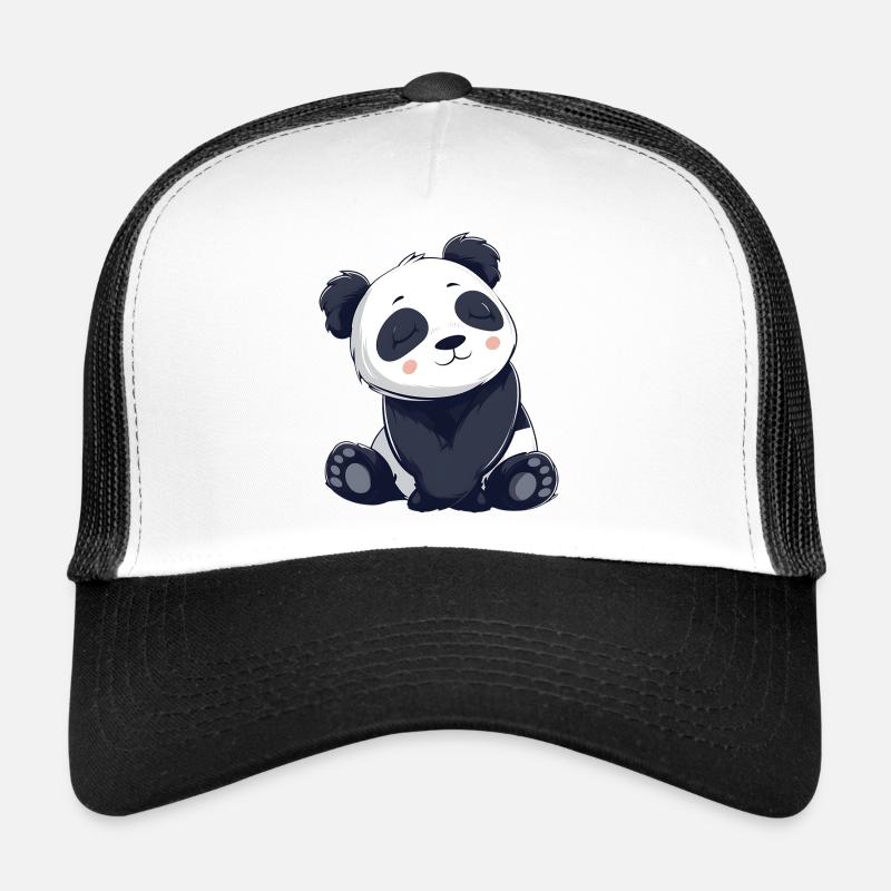 Cute Panda Cartoon Illustration - Trucker Cap - white/black