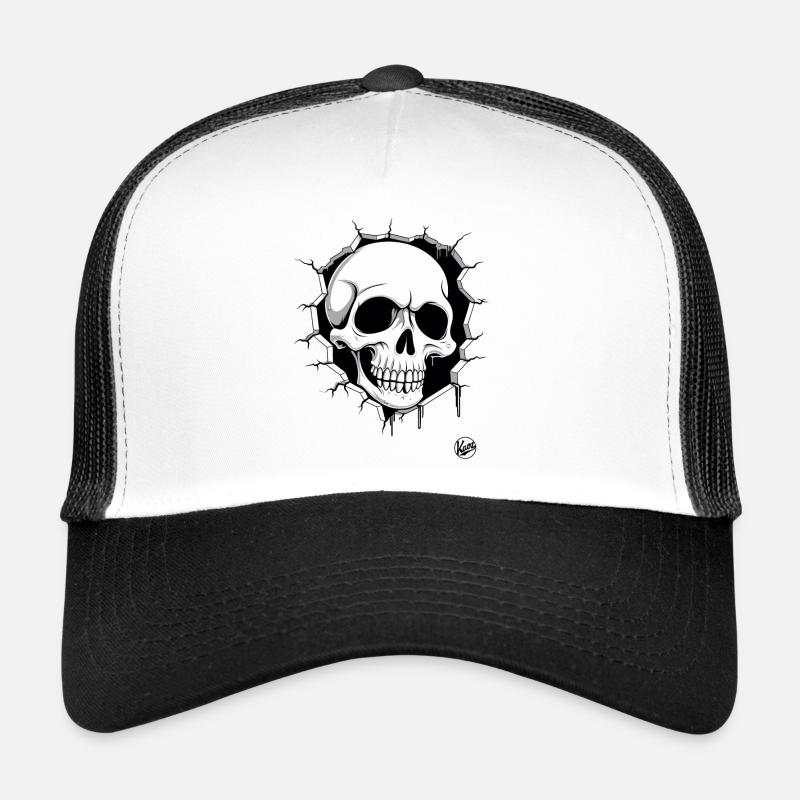 Skull breaking through the wall Trucker Cap