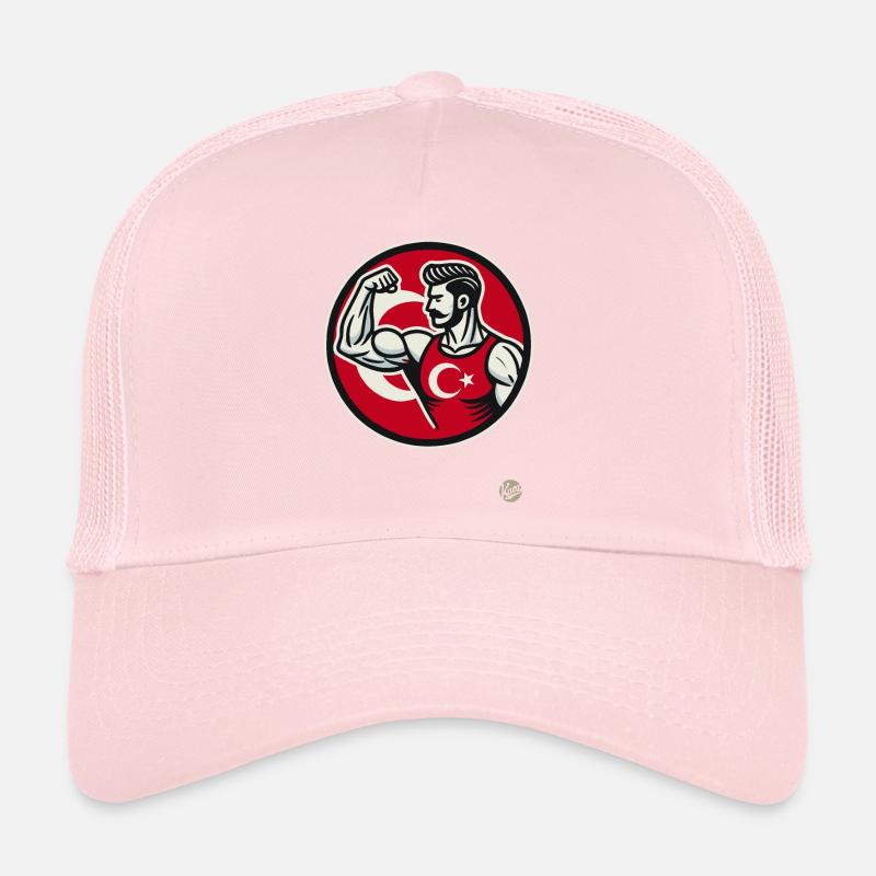 Homme fort et en forme avec drapeau turc Casquette trucker 