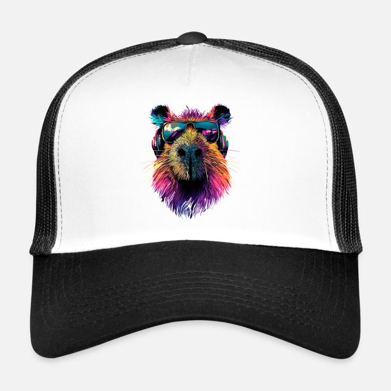 Capybara Sunglasses Colorful Popart Capybara Trucker Cap