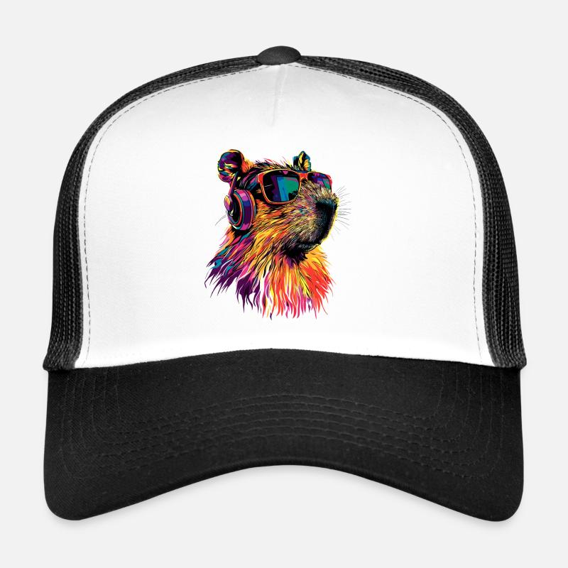 Capybara Sunglasses Colorful Popart Capybara Trucker Cap
