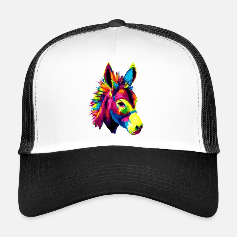 Esel in Bunt Popart Farben Hausesel Donkey Reiten Trucker Cap