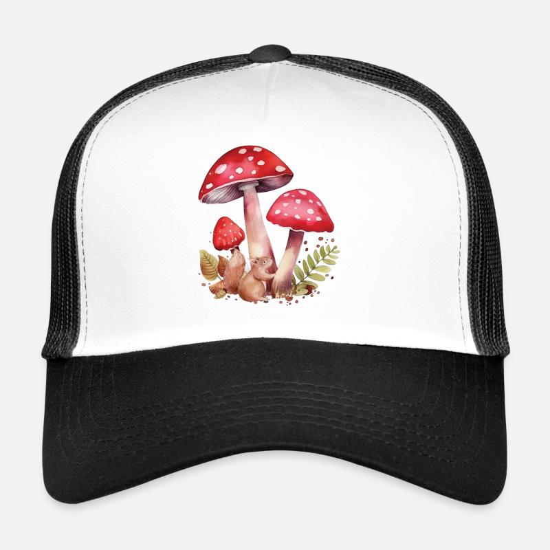 Écureuil mignon avec des champignons rouges mignon Casquette trucker 