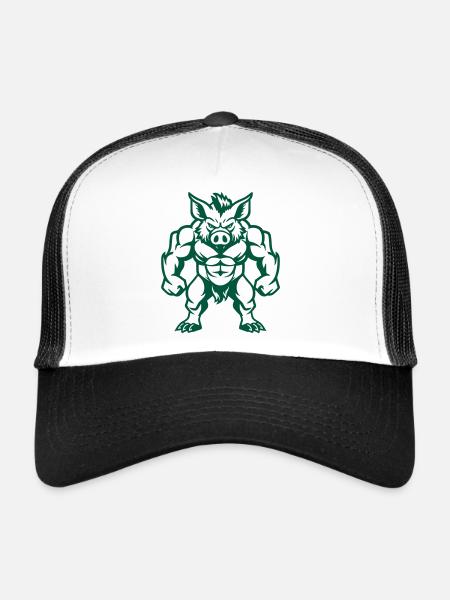 Bande dessinée Sanglier - Casquette trucker  - blanc/noir - Devant