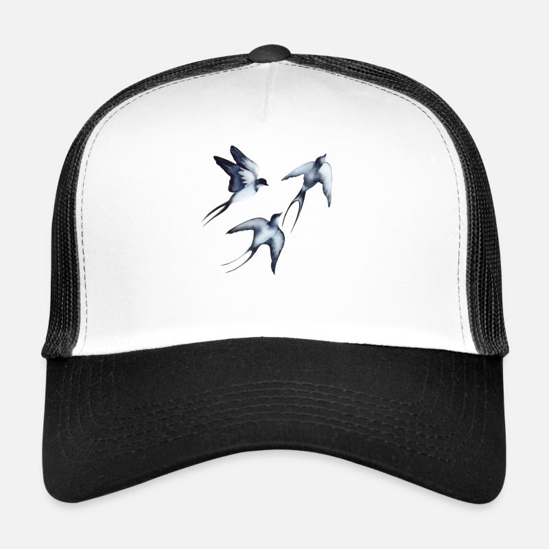 Schwalben im Flug Swallows in Flight - Trucker Cap - Weiß/Schwarz