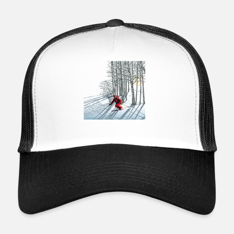 Nachtskifahren Night Skiing - Trucker Cap - Weiß/Schwarz