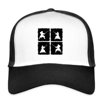 Japanese Kendo Kendo Wrestling Kendo Wrestler - Trucker Cap - white/black - Front