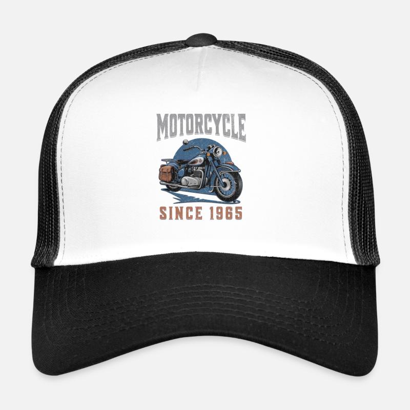 Legend 1965 – Vintage Motorraddesign - Trucker Cap - Weiß/Schwarz