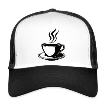 Kaffee icon schwarz mit untersetzer - Trucker Cap - Weiß/Schwarz - Vorne