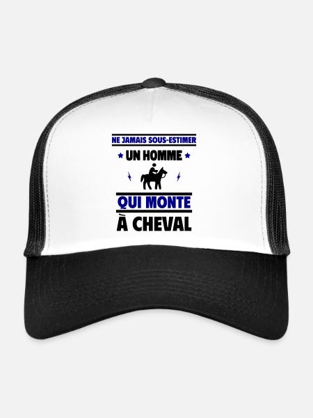 Ne jamais sous-estimer un homme qui monte à cheval - Casquette trucker  - blanc/noir - Devant