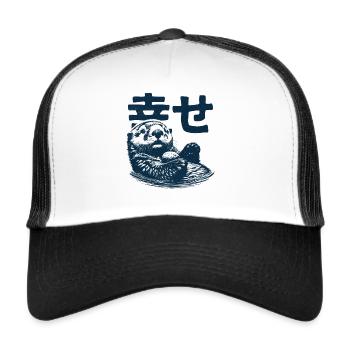 Seeotter mit Lieblingsstein - Trucker Cap - Weiß/Schwarz - Vorne