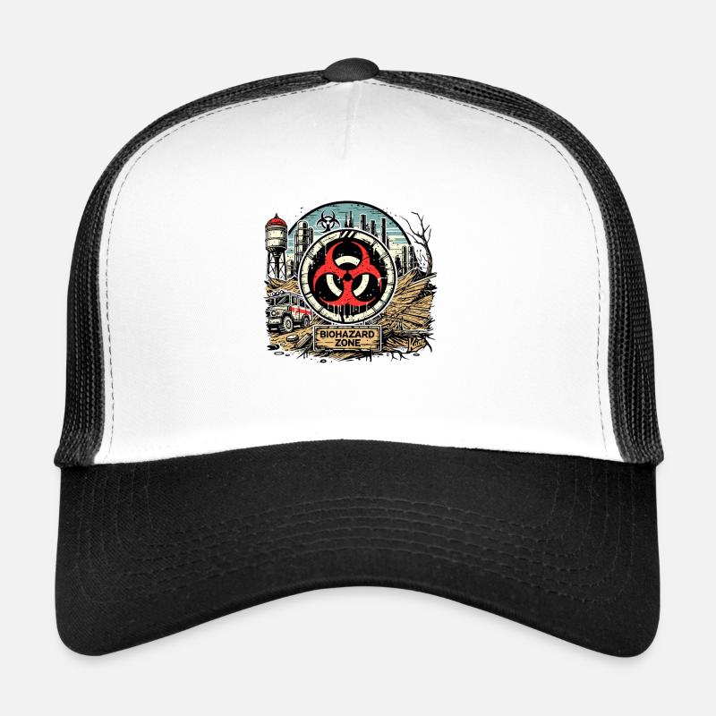 Biogefährdung-Biohazard Zone - Trucker Cap - Weiß/Schwarz