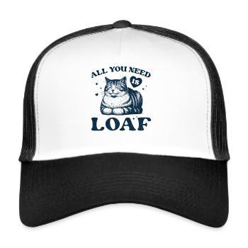 All You Need Is Loaf - Valentins Katze - Trucker Cap - Weiß/Schwarz - Vorne