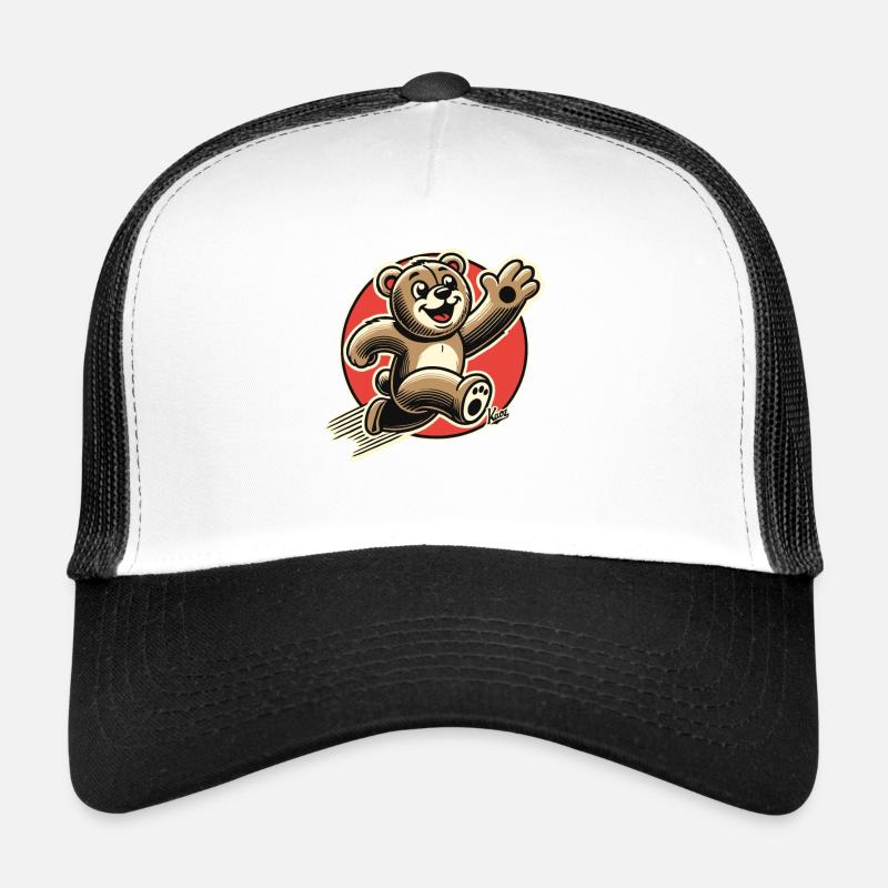 Funny bear, running happy stuffed bear Trucker Cap