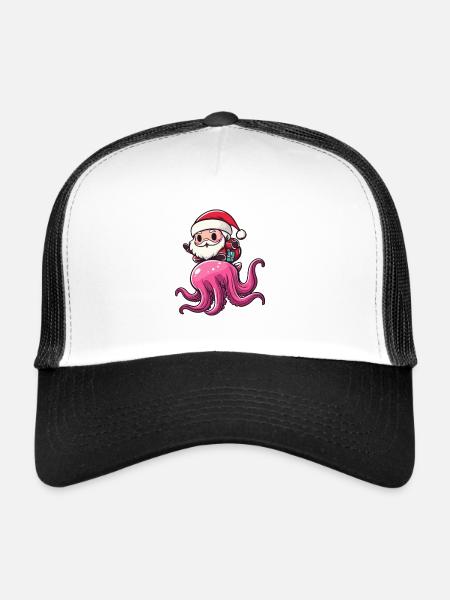 Méduse Père Noël dessin animé - Casquette trucker  - blanc/noir - Devant