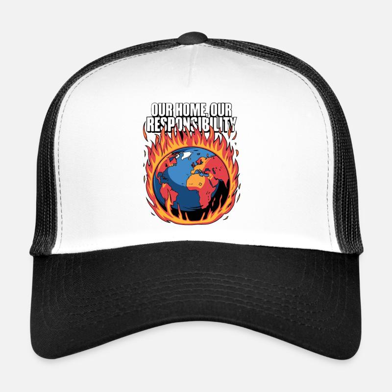 Unser Home Burning Climate Responsibility Design Trucker Cap