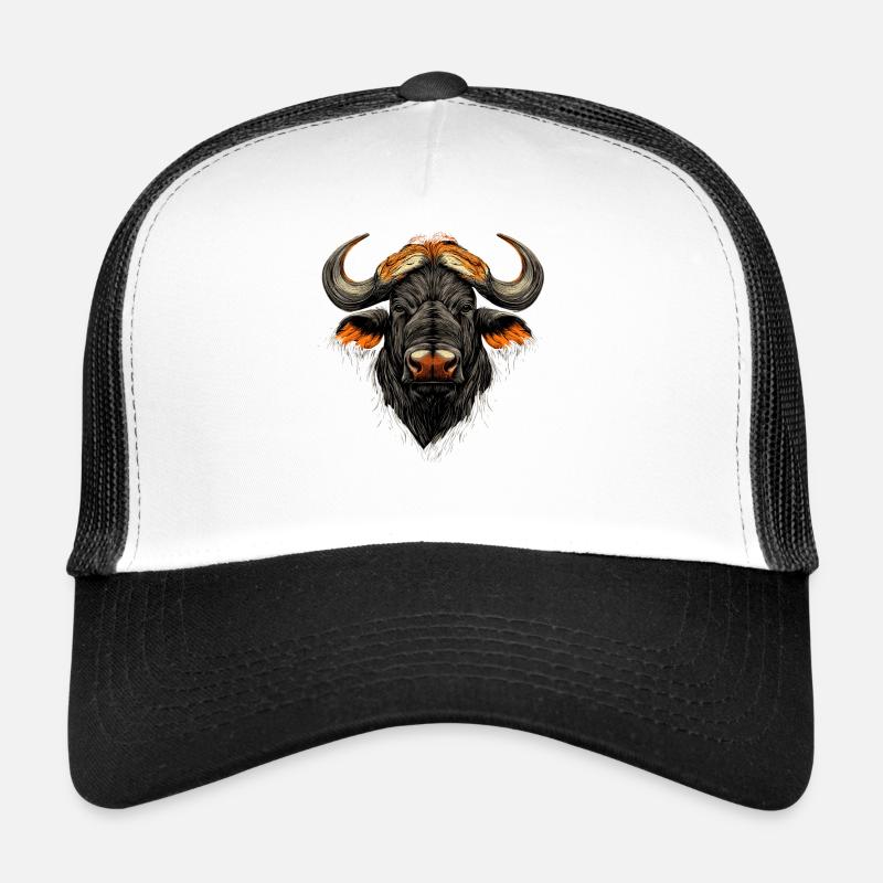 Büffel Kaffernbüffel Safari Afrikanischer Büffel - Trucker Cap - Weiß/Schwarz