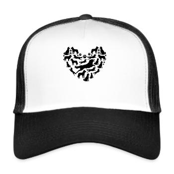 Border Collie Coeur Border Collie Pattes - Casquette trucker  - blanc/noir - Devant