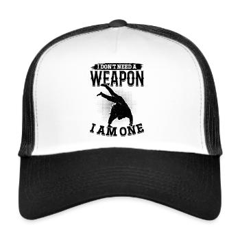 Je n’ai pas besoin d’une arme, j’en suis une - Combattant de judo - Casquette trucker  - blanc/noir - Devant
