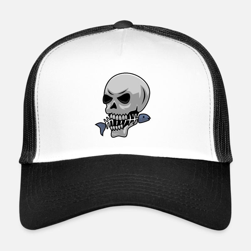 Crâne de pêche avec poisson Casquette trucker 