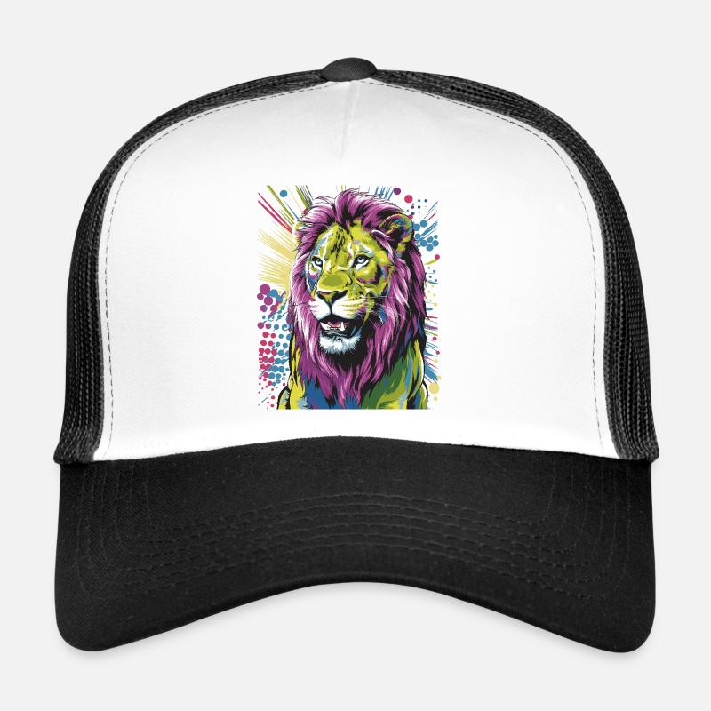 Bunte abstrakte Löwe mutige lebendige Tierkunst Trucker Cap