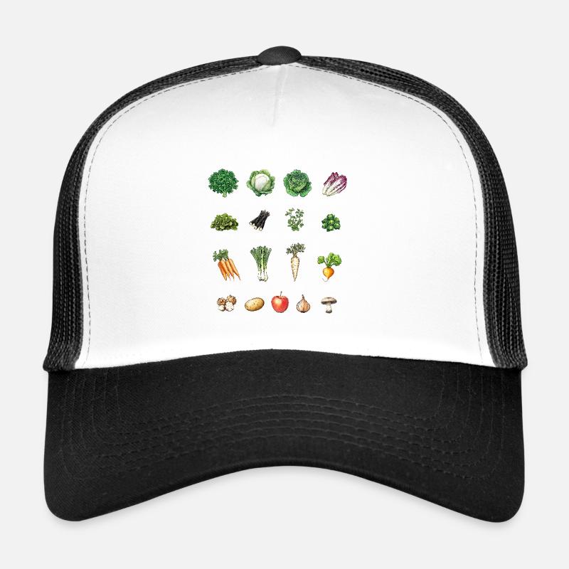 Janvier Collage de légumes et de fruits de saison Casquette trucker 