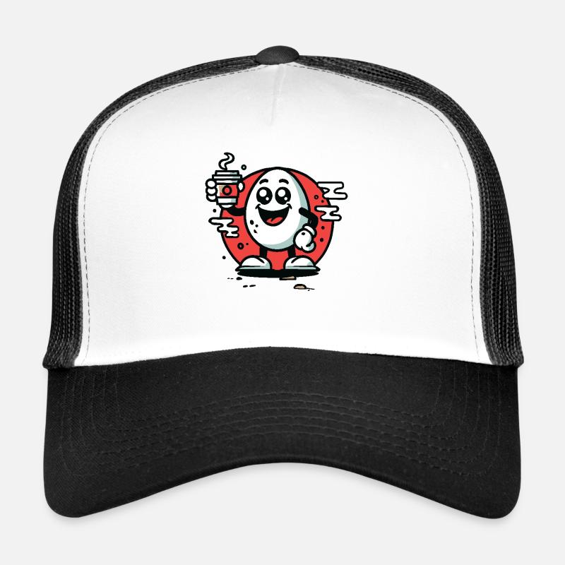 Happy Cartoon Oeuf de petit-déjeuner avec café Casquette trucker 