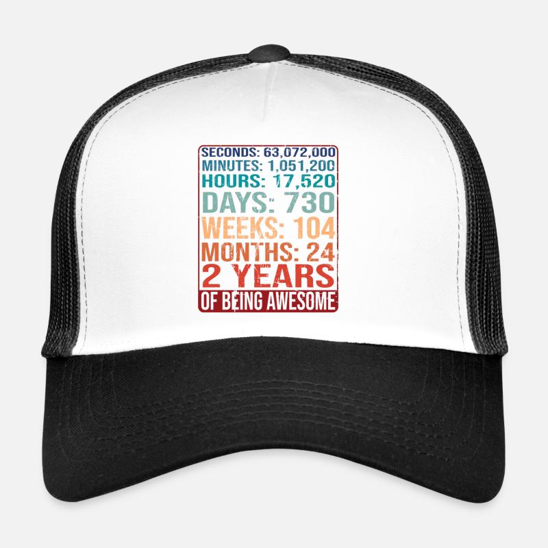 2 ans ! Cadeau d’anniversaire pour les 2 ans - Casquette trucker - blanc/noir