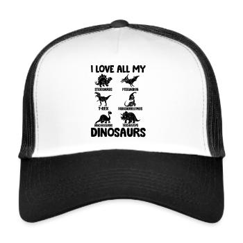 Dinosaur Lover Dino Lover - I love all my - Trucker Cap - white/black - Front