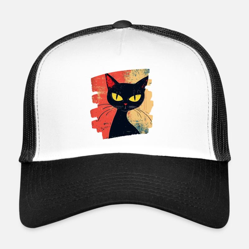 Chat Noir Rétro Casquette trucker 