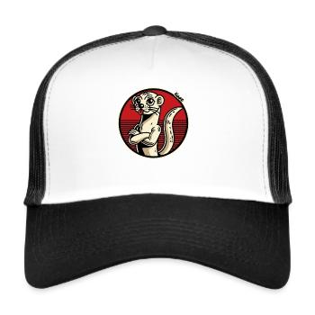 Une belette effrontée tire la langue - Casquette trucker  - blanc/noir - Devant