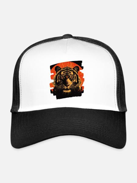 Tiger Retro - Trucker Cap - white/black - Front
