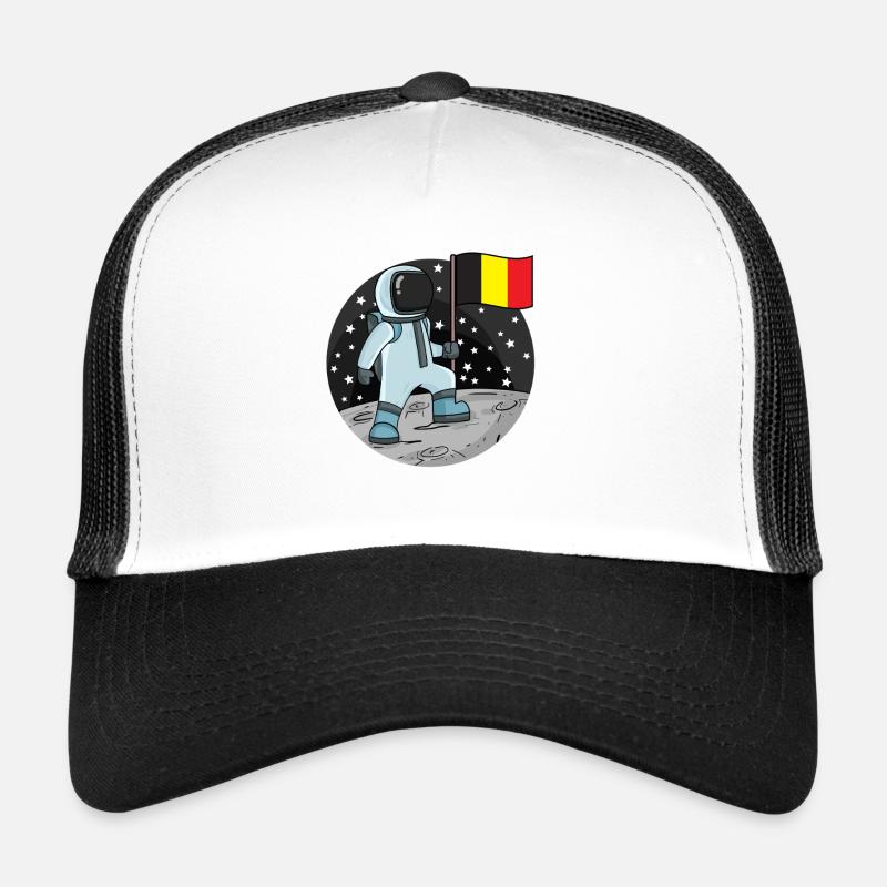 Astronaute avec drapeau belge dans l’espace Casquette trucker 