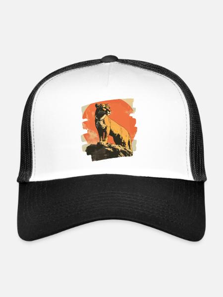 Lion de montagne Rétro - Casquette trucker  - blanc/noir - Devant