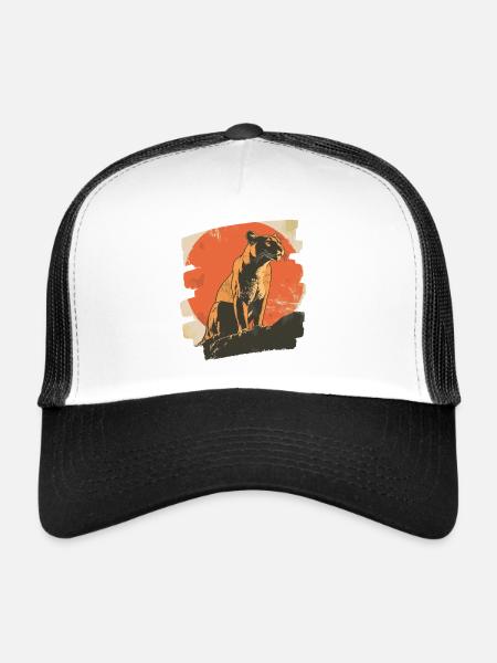 Lion de montagne Rétro - Casquette trucker  - blanc/noir - Devant