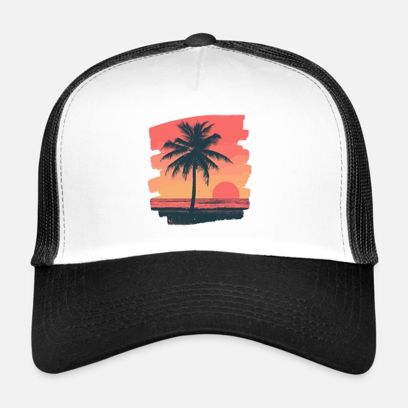 Palm Tree Sunset Trucker Cap